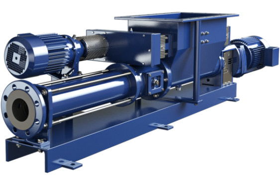 SEEPEX excentrische schroefpomp met hopper-invoer voor viscoser en abrasieve media in industriële processen
