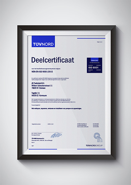 JD techniek - ISO certificaat