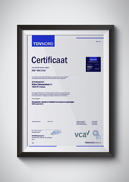JD techniek - VCA certificaat